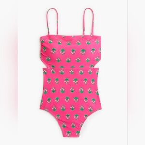 J.Crew Factory Printed cutout one-piece swimsuit pink floral medium$98